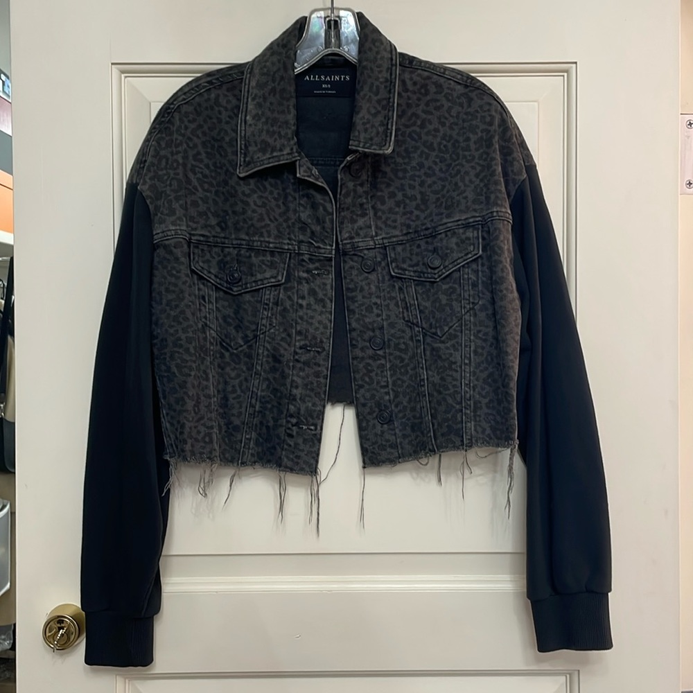 All saints Leopard-print denim body jacket